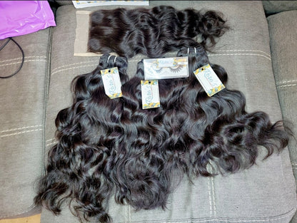 Raw Natural Wavy Closures and Frontals