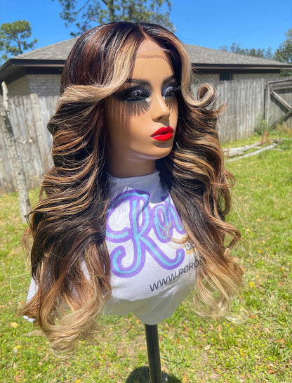 5x5 Closure Straight Hair Wig with Blonde Highlights
